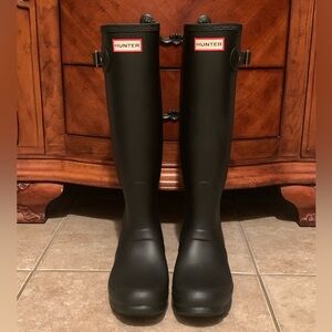 HUNTER Original Tall Waterproof Rain Boot, Black Gray, Adjustable, Size 8, NWT
